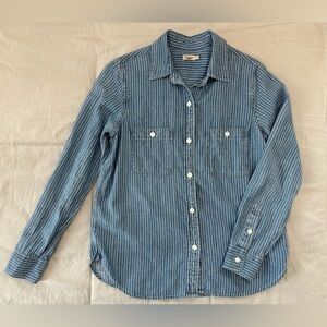 Faherty Denim Blue Pinstripe Shirt